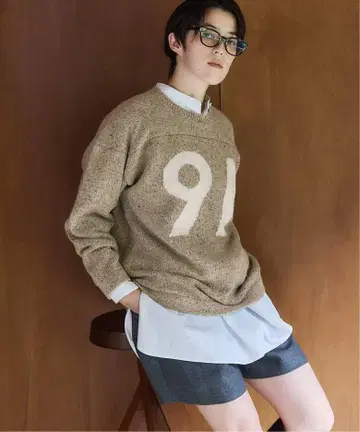 이에나 BLACK 로우 게이지 인터샤 니트