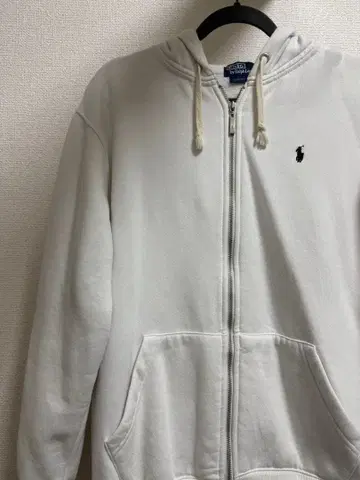 폴로 바이 랄프로렌 지퍼 후드티 화이트 가슴 로고 custom fit