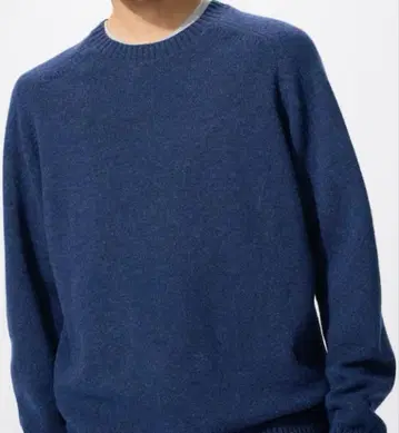 유니클로 라무 크루넥 스웨터 블루 L
