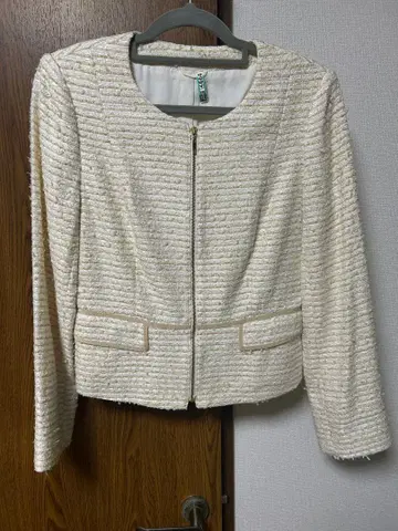 ANAYI 아이보리 노카라 트위드 자켓