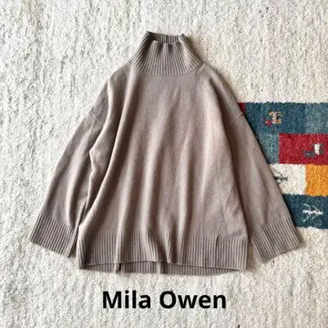 미라 오웬 캐시미어 혼방 루즈 터틀 니트 모카 울