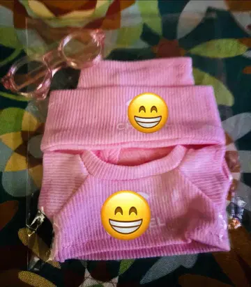 LABUBU 핑크 T셔츠 모자 안경 3종 세트