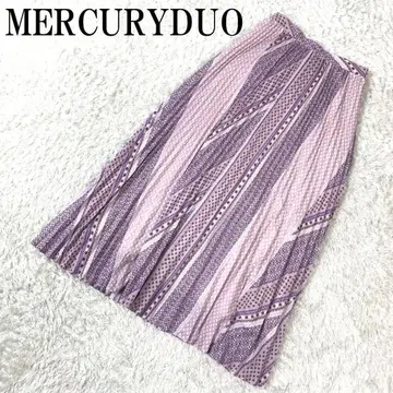 MERCURYDUO 롱 플리츠 스커트 올 패턴 퍼플 F B9287