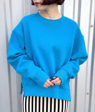 렙심 밑단 ZIP 종이상자 풀오버 블루