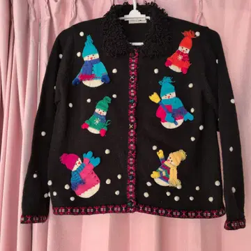 눈사람 아플리케 긴팔 가디건