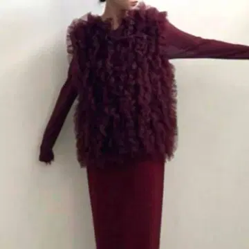 ameri 아메리 프릴 튤 베스트 포멀 보르도