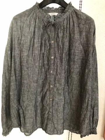 HEAVENLY 그레이 린넨 긴팔 셔츠