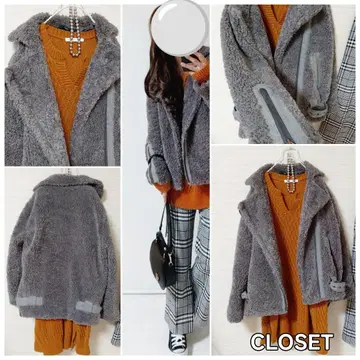 CLOSET 보아 코트 그레이