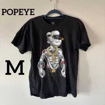 뽀빠이 그래픽 티셔츠 M 블랙 남성용