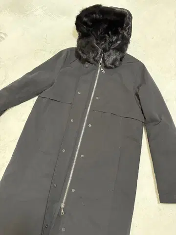 블랙 롱 코트 안감 양털 퍼 2way