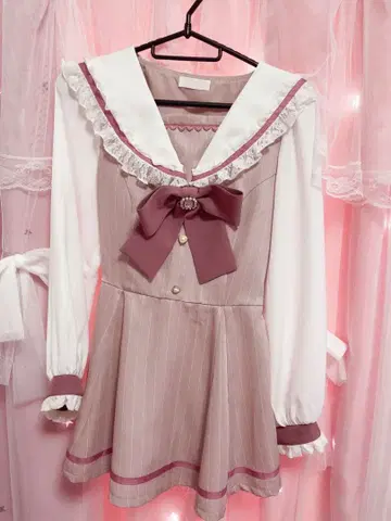 리즈리사 LIZLISA 세일러 카라 셋업 핑크