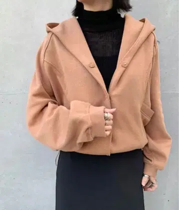 루니 LOUNIE 볼륨 후드티 카멜