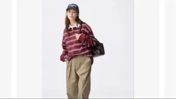 GU 치노 벌레그 턱 팬츠 베이지 M