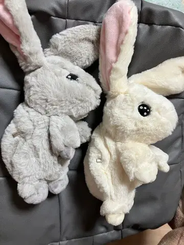 토끼형 봉제 인형 1개 (그레이 화이트) 소품함