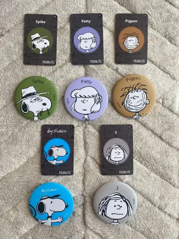 스누피 대만 세븐일레븐 한정판 캔뱃지+카드 5세트