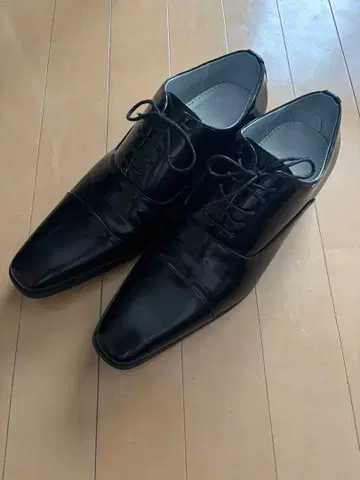 블랙 가죽 드레스 신발 브라이덜 슈즈 신랑 신발 26.5cm