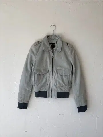 Schott 라이트 그레이 가죽 자켓 여성용 xs