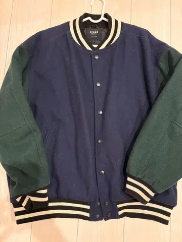 BEAMS HEART 바시티 자켓 M 네이비/그린