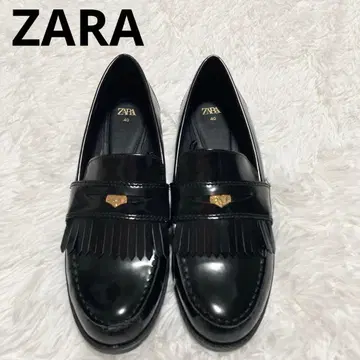 ZARA 플랫 로퍼 메탈 디테일 완판템 코인 프린지 블랙 40