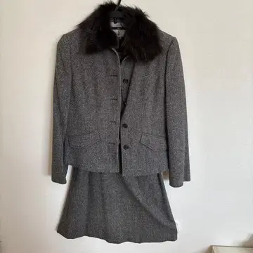 트위드 퍼 자켓 원피스 세트