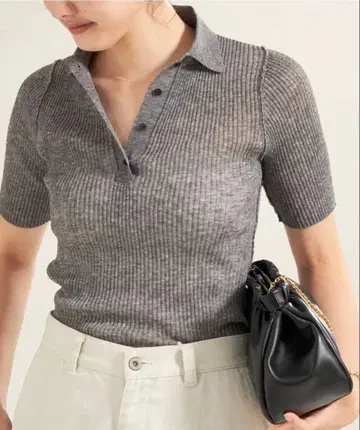 Plage: SHEER RIB POLO 니트