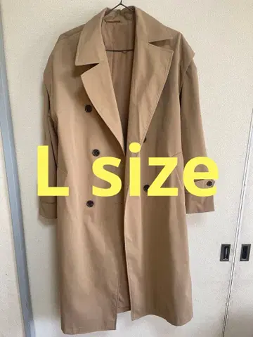 베이지 트렌치코트 더블 브레스트