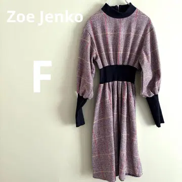 조에 젠코 니트 원피스 체크 귀여운 F