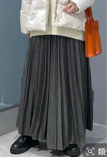 니코앤드 nicoand 플리츠 롱 스커트 MIX 차콜