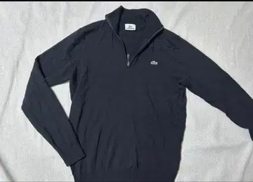 라코스테 블랙 하프 지퍼 니트