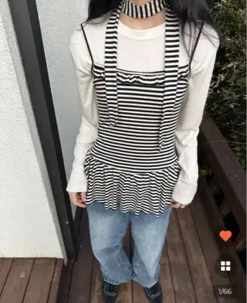 nugu sep19 보더 스카프 레이어드 미니 원피스