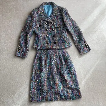 멀티 컬러 트위드 셋업