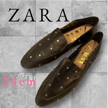 새상품급 ZARA 블랙 플랫슈즈 스틸레토 24cm