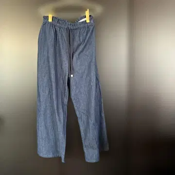 다크 블루 청바지 얇은 소재 와이드 팬츠 허리밴딩 봄/가을