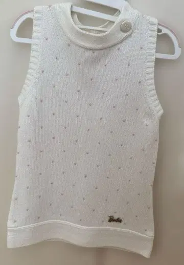 화이트 도트 무늬 니트 베스트 M 사이즈