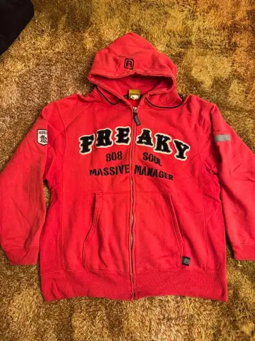 FREAKY 후드 부착 후드티 레드 HIPHOP 스트릿 00s
