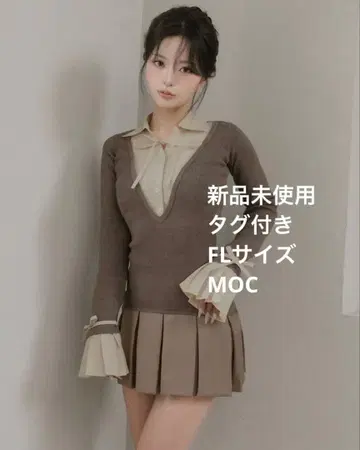 택 포함 미사용 새상품 darich 셔츠 도킹 플리츠 미니 원피스 FL