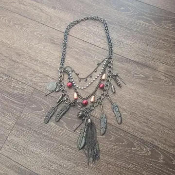 보헤미안풍 깃털 모티브 목걸이