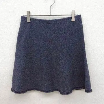 [ P ] 새상품급 띠어리 멜란지 트위드풍 니트 스커트 네이비 계열