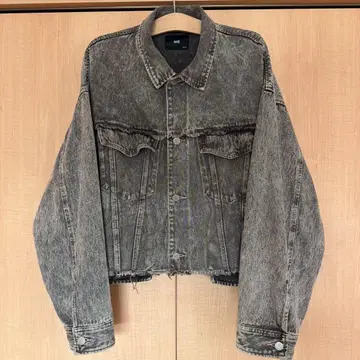 HARE 그레이 크롭 데님 자켓 S