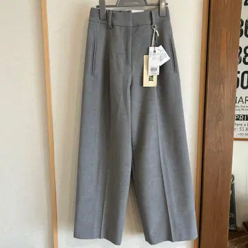 새상품 PLST 울 블렌드 WR 와이드 팬츠 그레이 XXS