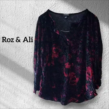 1점 한정 Roz & Ali 꽃무늬 반소매 상의 티셔츠 [ M ]