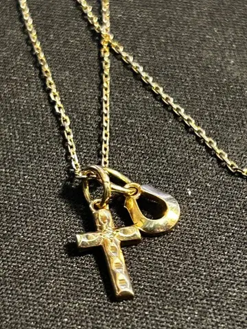 K10 목걸이 체인과 참 2개 세트 약 50cm 1다이아