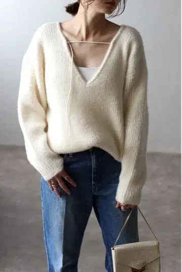 앞뒤 2WAY 아이보리 샤기 니트 긴팔 (셋업 가능)