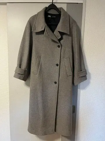 ZARA 그레이 롱 코트 울 혼방