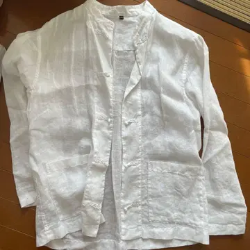 화이트 린넨 셔츠 L-XL 쿵푸 차이나 셔츠