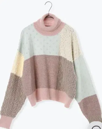 츠하루 사만사 모스모스 패치워크 스탠드 카라 니트