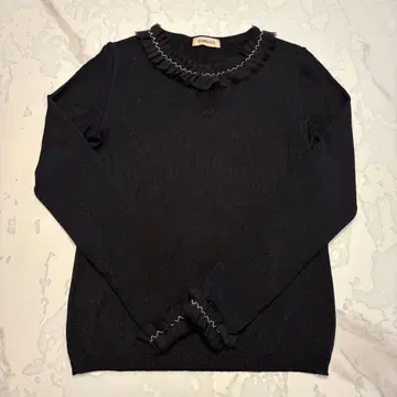 이탈리아제 TOMASO 프릴 실크 울 니트 블랙 1113