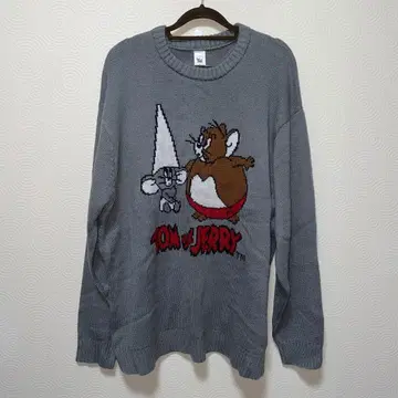 새상품 남성용 톰과 제리 니트 스웨터 그레이 LL