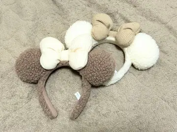 미니 머리띠 핑크 베이지/화이트