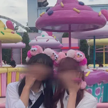 유니버셜 USJ 폼폼 포함 머리띠 핑크 모피